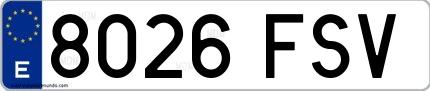 Ejemplo de matrícula española 8026 FSV