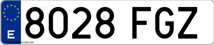 Ejemplo de matrícula de coche ordinaria 8028 FGZ