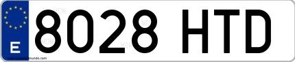 Ejemplo de matrícula española 8028 HTD
