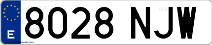 Ejemplo de matrícula de coche ordinaria 8028 NJW