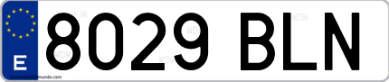 Ejemplo de matrícula de coche ordinaria 8029 BLN