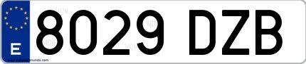 Ejemplo de matrícula española 8029 DZB
