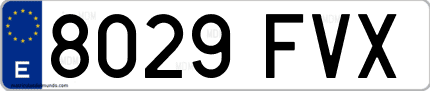 Ejemplo de matrícula de coche ordinaria 8029 FVX
