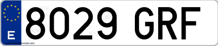 Ejemplo de matrícula de coche ordinaria 8029 GRF