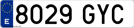 Ejemplo de matrícula de coche ordinaria 8029 GYC