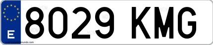 Ejemplo de matrícula española 8029 KMG