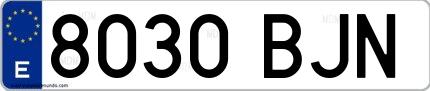Ejemplo de matrícula española 8030 BJN
