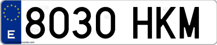 Ejemplo de matrícula de coche ordinaria 8030 HKM