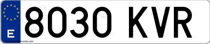 Ejemplo de matrícula española 8030 KVR