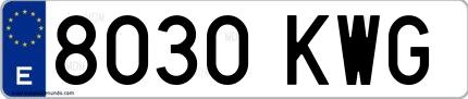 Ejemplo de matrícula española 8030 KWG