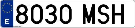 Ejemplo de matrícula española 8030 MSH