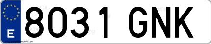 Ejemplo de matrícula española 8031 GNK