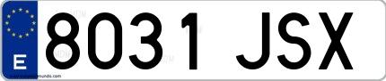 Ejemplo de matrícula española 8031 JSX