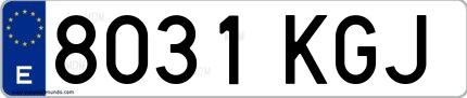 Ejemplo de matrícula española 8031 KGJ