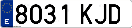 Ejemplo de matrícula de coche ordinaria 8031 KJD