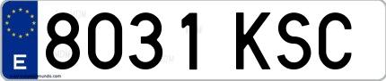 Ejemplo de matrícula española 8031 KSC