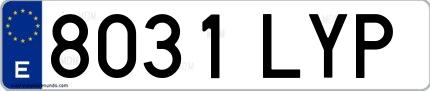 Ejemplo de matrícula española 8031 LYP