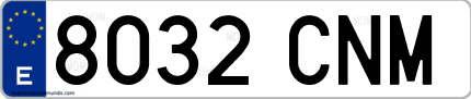 Ejemplo de matrícula de coche ordinaria 8032 CNM