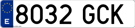 Ejemplo de matrícula de coche ordinaria 8032 GCK