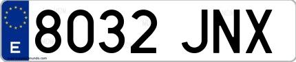Ejemplo de matrícula española 8032 JNX
