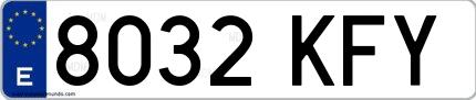 Ejemplo de matrícula española 8032 KFY
