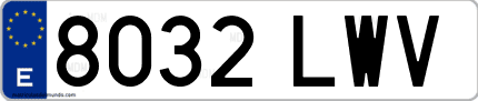 Ejemplo de matrícula de coche ordinaria 8032 LWV