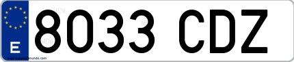 Ejemplo de matrícula española 8033 CDZ