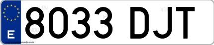 Ejemplo de matrícula española 8033 DJT