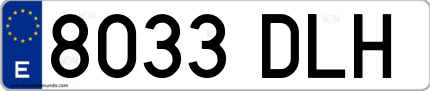 Ejemplo de matrícula de coche ordinaria 8033 DLH