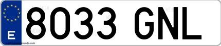 Ejemplo de matrícula española 8033 GNL