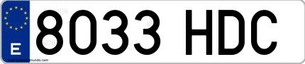 Ejemplo de matrícula española 8033 HDC