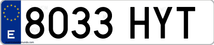 Ejemplo de matrícula de coche ordinaria 8033 HYT