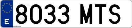 Ejemplo de matrícula española 8033 MTS