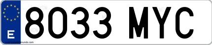 Ejemplo de matrícula española 8033 MYC