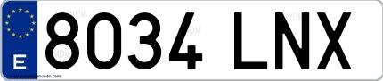 Ejemplo de matrícula española 8034 LNX