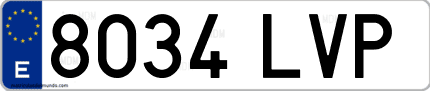 Ejemplo de matrícula de coche ordinaria 8034 LVP