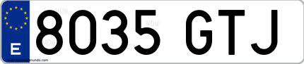 Ejemplo de matrícula española 8035 GTJ