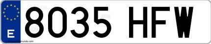 Ejemplo de matrícula española 8035 HFW