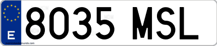 Ejemplo de matrícula de coche ordinaria 8035 MSL