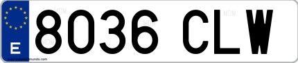 Ejemplo de matrícula española 8036 CLW