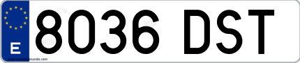 Ejemplo de matrícula de coche ordinaria 8036 DST