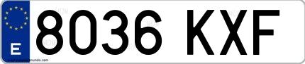 Ejemplo de matrícula española 8036 KXF
