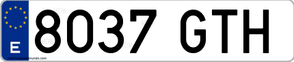 Ejemplo de matrícula de coche ordinaria 8037 GTH