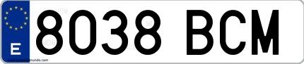 Ejemplo de matrícula española 8038 BCM