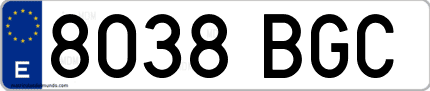 Ejemplo de matrícula de coche ordinaria 8038 BGC
