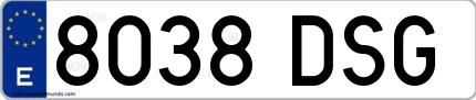 Ejemplo de matrícula española 8038 DSG