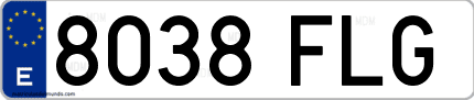 Ejemplo de matrícula de coche ordinaria 8038 FLG