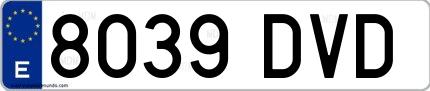 Ejemplo de matrícula española 8039 DVD