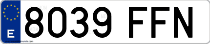 Ejemplo de matrícula de coche ordinaria 8039 FFN