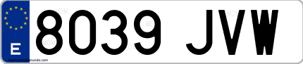 Ejemplo de matrícula de coche ordinaria 8039 JVW